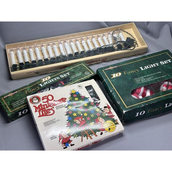 Vintage Candle Lights/ Santa/ Bell/ Multicolor String 3 out of 50 Bulbs Not Work